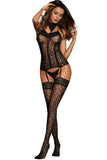 Floral Pattern Back Body-stocking