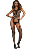 Shimmering Beaded Hollow-out Body-stocking
